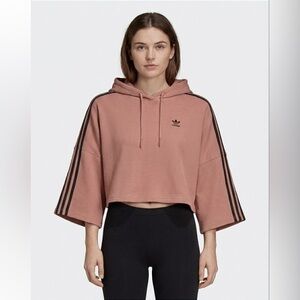 Adidas Originals Oversized Cropped Hoodie in Clay Strata
